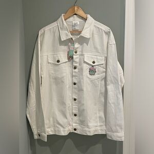 Pusheen‎ Bobasheen White Denim Jacket- Sz Large- NWT